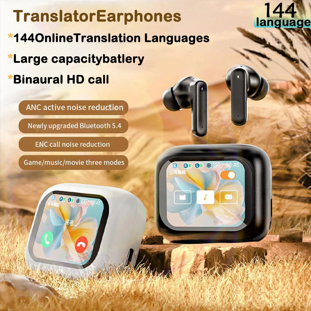 AI Translation Earphones, Capable of Translating 144 Languages Online, Bluetooth 5.3 High-Definition Sound Quality