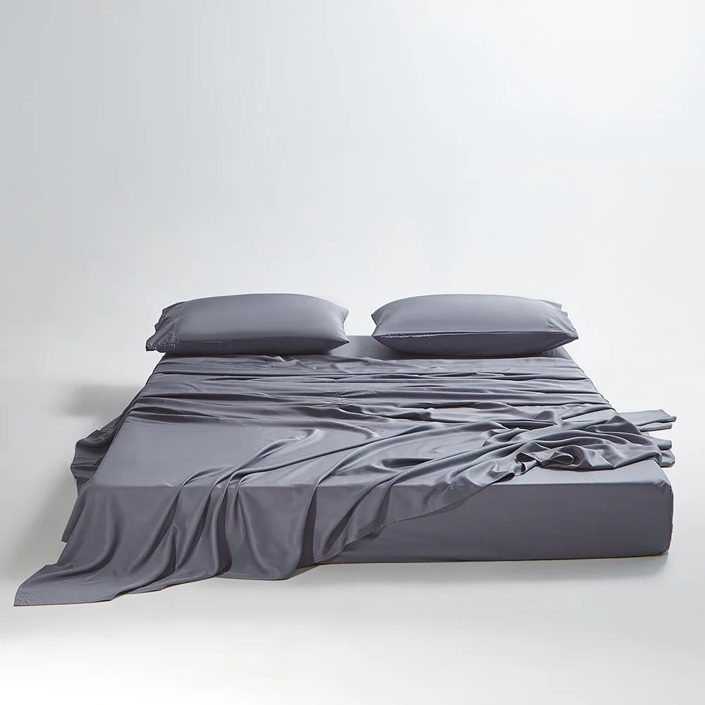 100% Organic Bamboo Sheets Queen Set 4 Pcs - Luxury Soft with 18 Inch Deep Pocket - Ultra Breathable Cooling Sheets for Hot Sleepers - Queen Bed Sheets(Bark Gray)