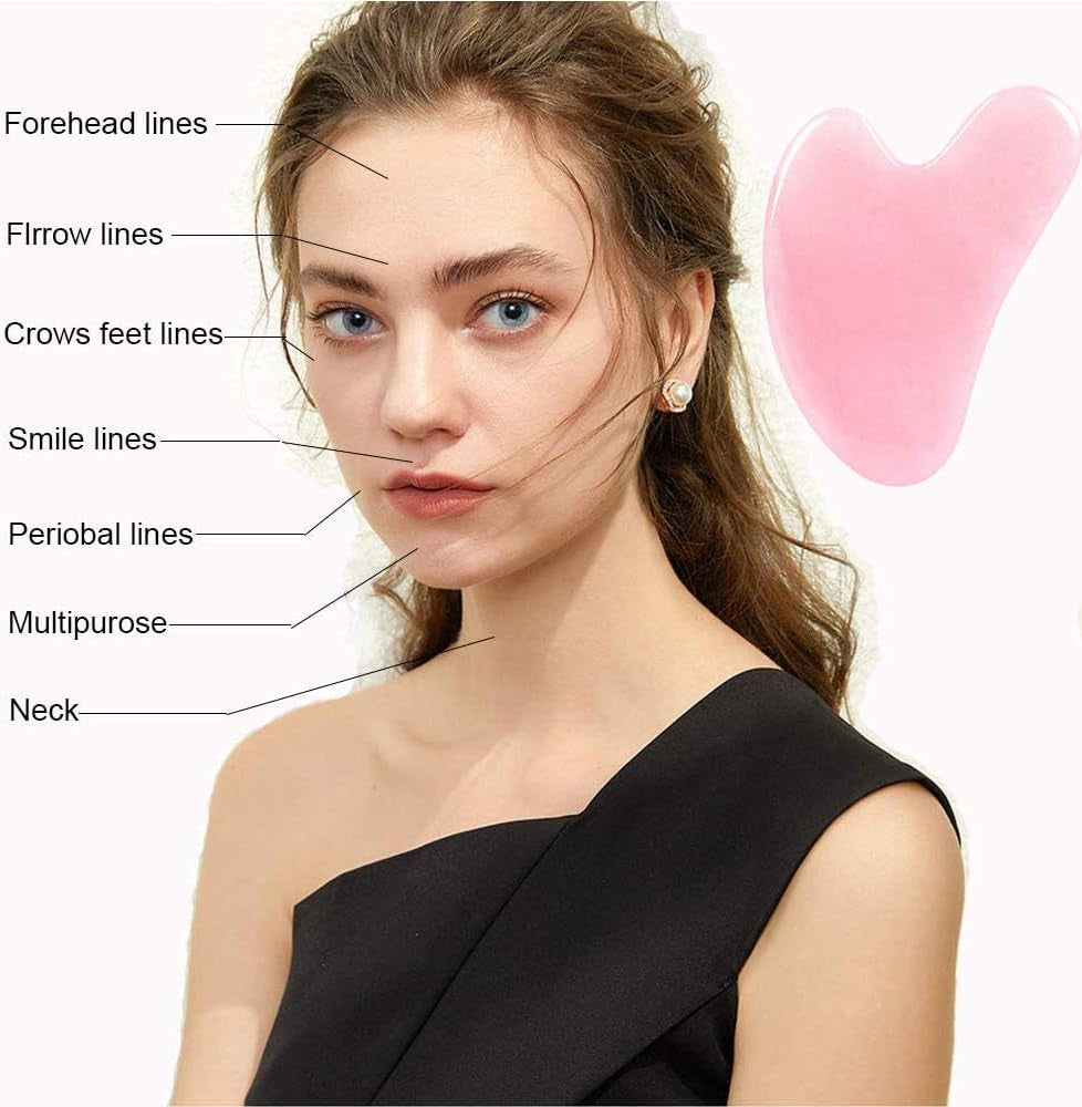 Gua Sha, Rose Jade Stone Guasha Massage Scraping, Gua Sha Board for Facial and Body Skin Massage. Gua Sha Tool for Toxins/Prevents Wrinkles for Spa Acupuncture Therapy Trigger Point Treatment