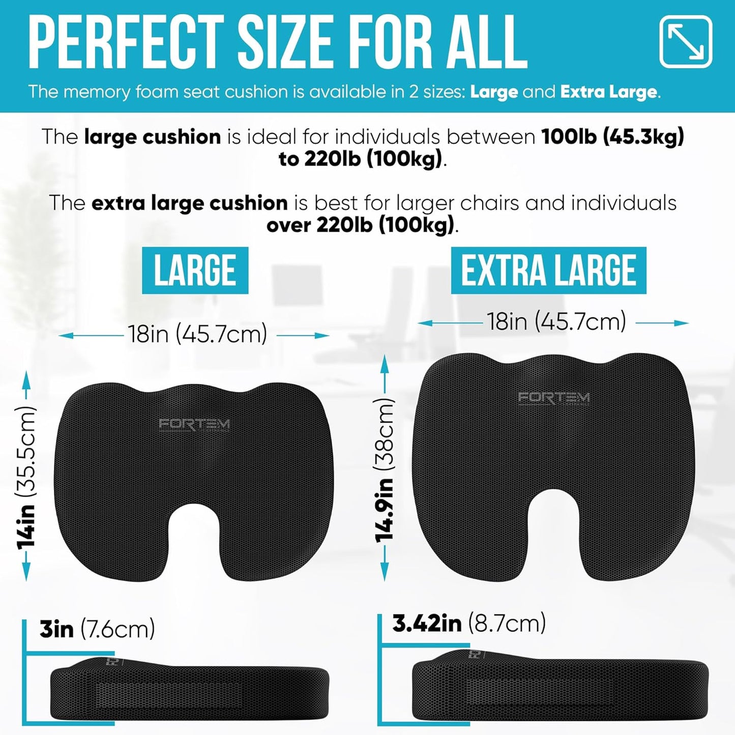 Office Chair Cushion and Back Support for Office Chair, Lumbar Support Pillow, Memory Foam, Non Slip Sitting and Back Rest for Gaming, Car Seat Cushion, Chair Pad