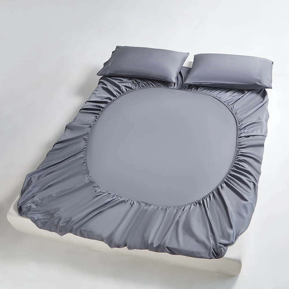 100% Organic Bamboo Sheets Queen Set 4 Pcs - Luxury Soft with 18 Inch Deep Pocket - Ultra Breathable Cooling Sheets for Hot Sleepers - Queen Bed Sheets(Bark Gray)