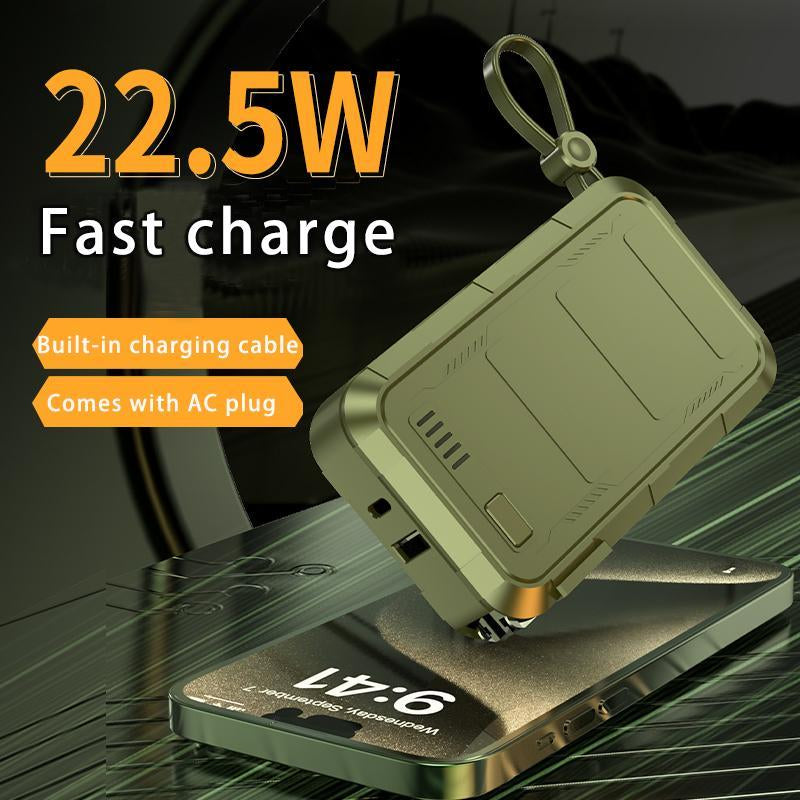 10000Mah Power Bank, 1 Count Portable Type-C Mobile Power Bank with Built-In Cable, Fast Charging Power Bank for Various Devices
