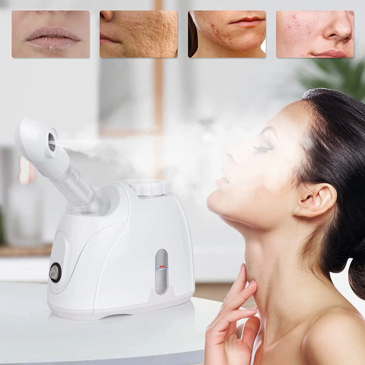 Portable Facial Steamer, Nano Ionic with 180°Rotatable Sprayer, Warm/Cold Mist Portable Facial Steamer for Salon and SPA