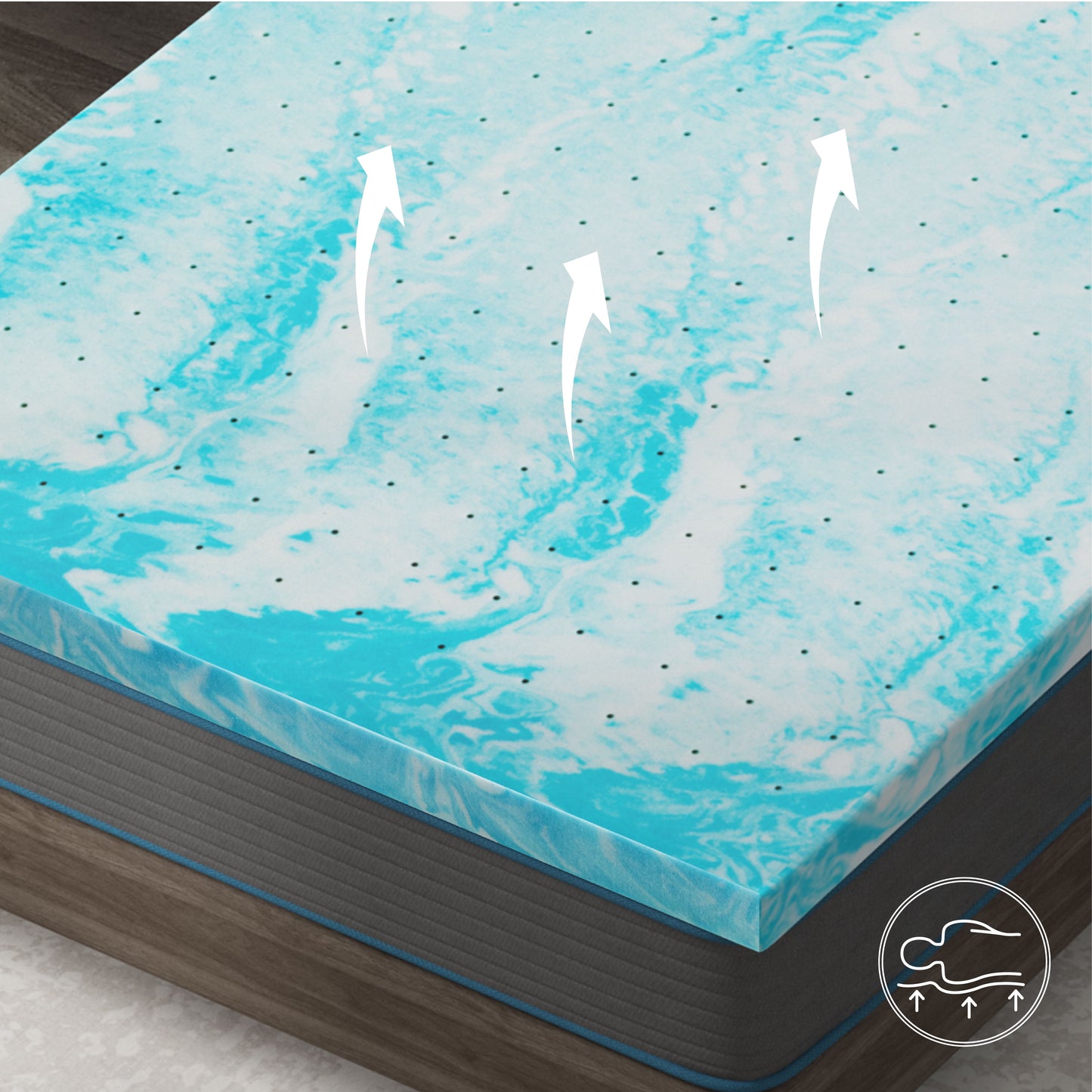 EGO HOME 2 Inch Cooling Gel Memory Foam Mattress Topper, Queen Mattress Topper, Blue