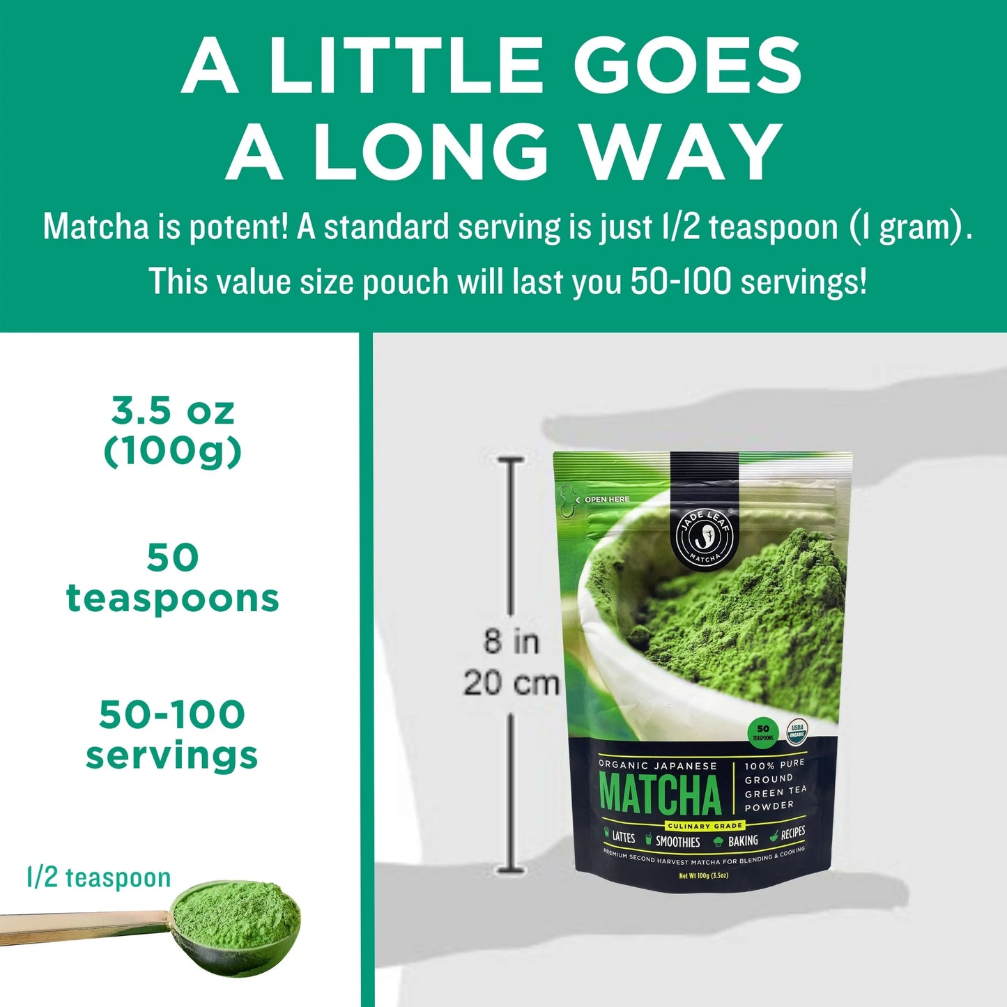 (3 Pack) Organic Japanese Matcha Classic Culinary Green Tea Powder for Smoothies, Lattes, and Baking, 3.53 Oz (50-100 Servings)