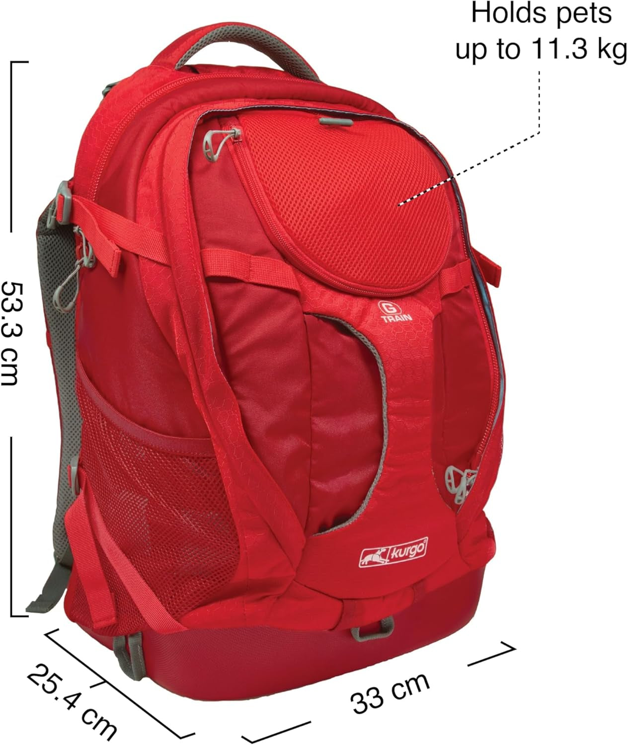 G-Train - Dog Carrier Backpack for Small Pets - Cat & Dog Backpack for Hiking, Camping or Travel - Waterproof Bottom - Red