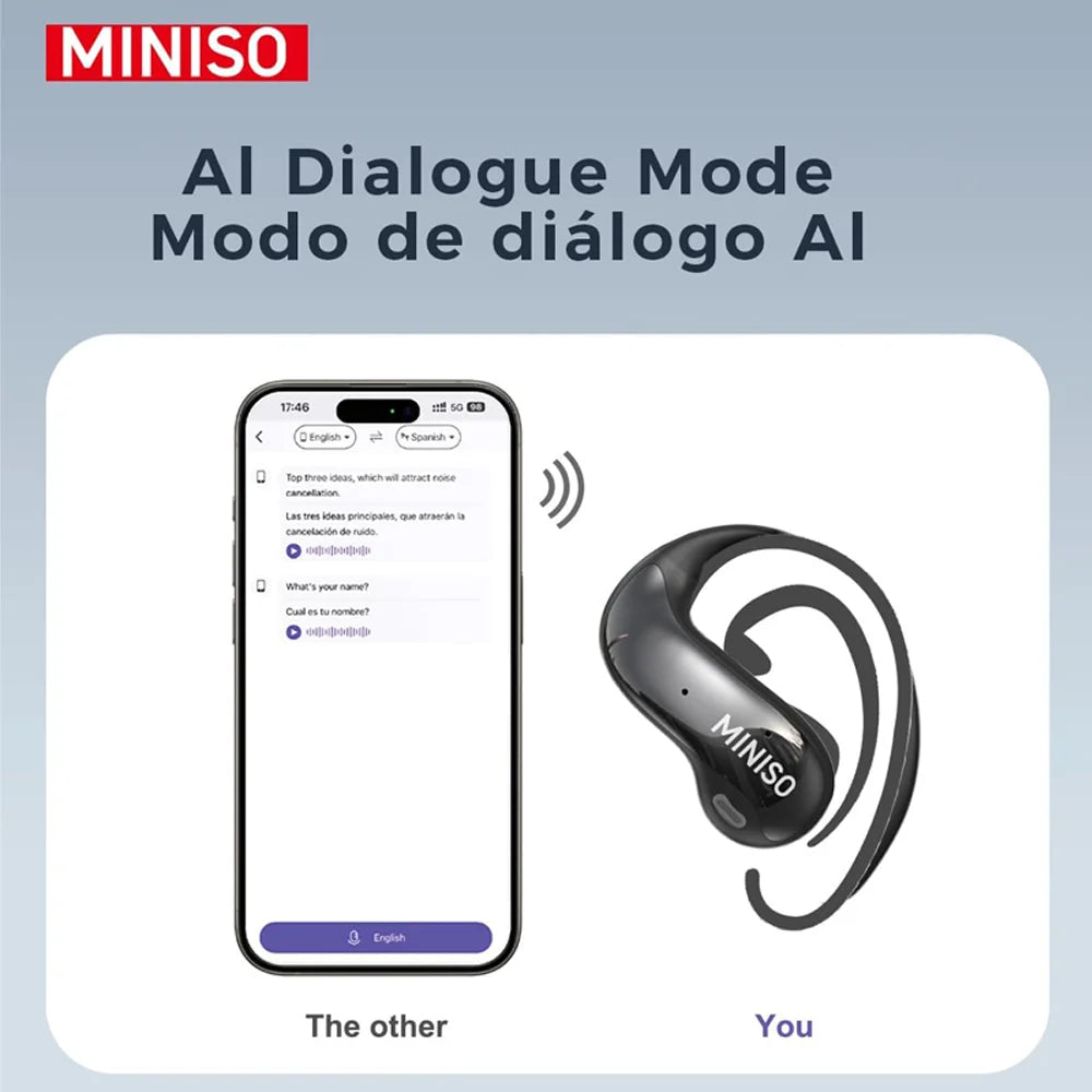 MS188 AI Language Translator Earbuds Real Time Translator Earbuds LCD Touchscreen Bluetooth Headphones