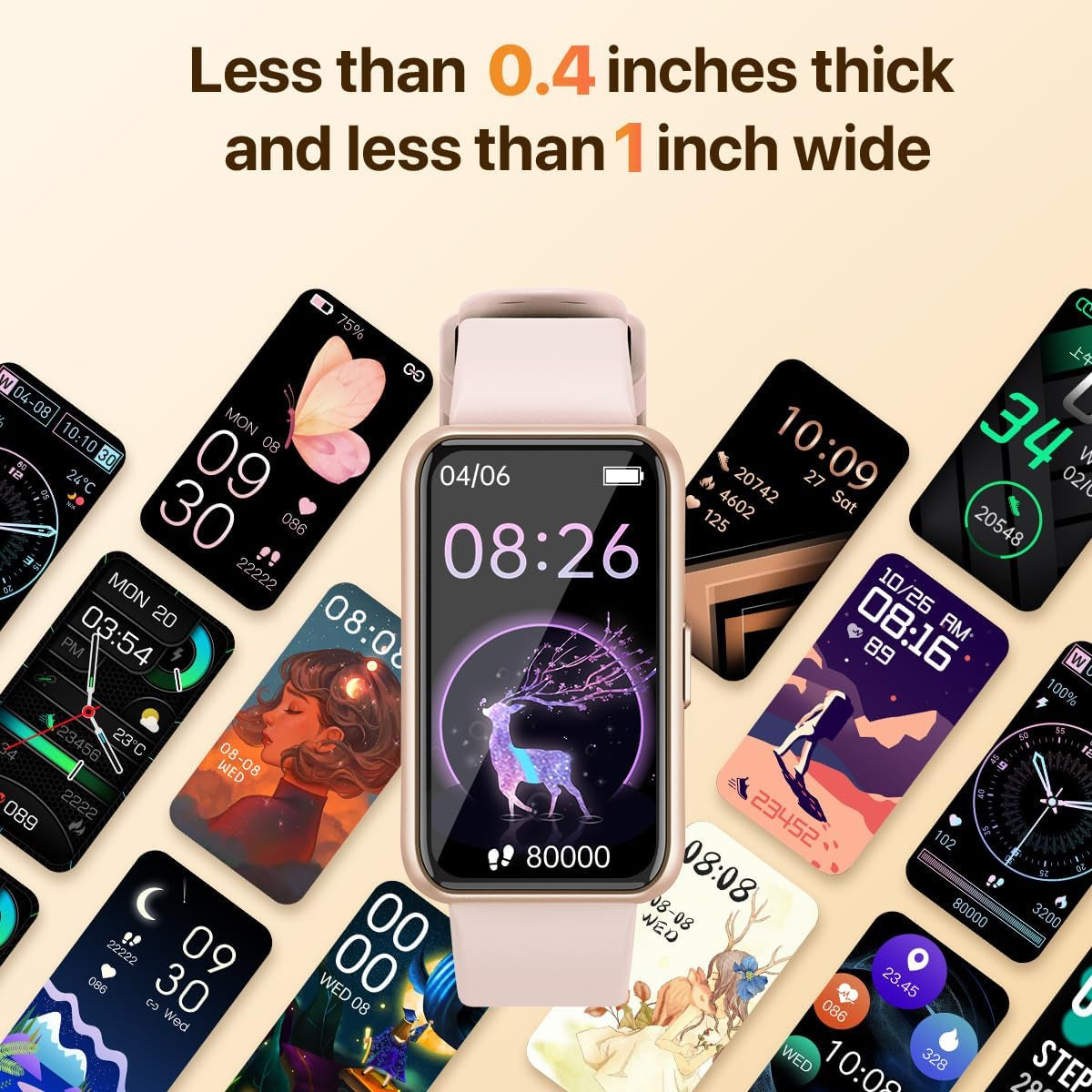 Smart Watches for Women with Period Tracker, Waterproof Fitness Watch with Heart Rate/Sleep Monitor, Ladies Smartwatch Compatible with Iphone/Android, Pink – Slim Design & Multi-Sport Modes