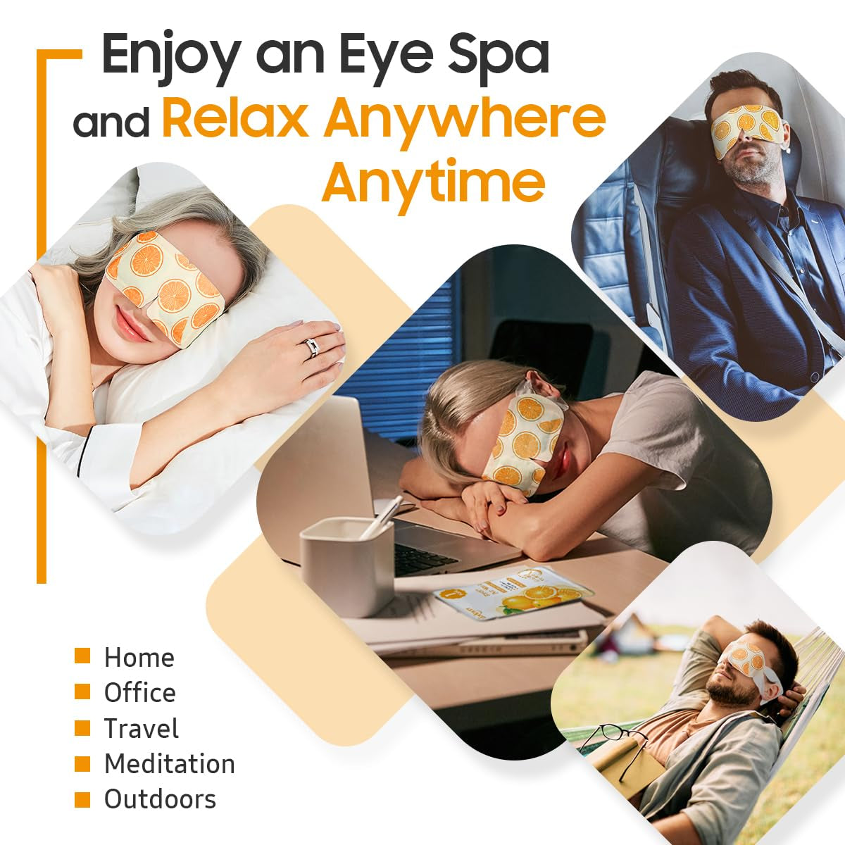Steam Eye Mask, 20 Packs Heated Eye Mask, Self Heating Disposable SPA Warm Compress for Eyes (Lavender & Orange)