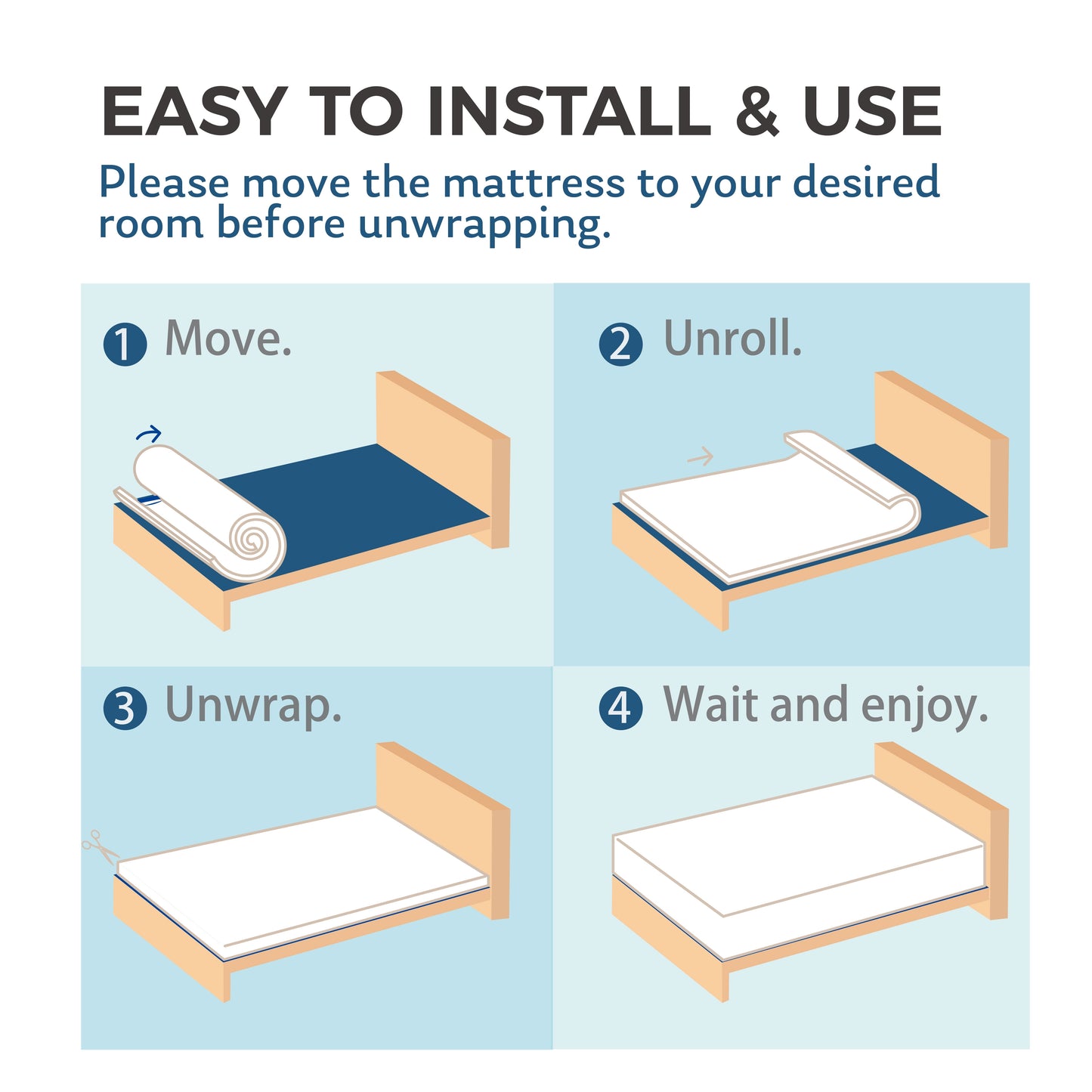 EGO HOME 2 Inch Cooling Gel Memory Foam Mattress Topper, Queen Mattress Topper, Blue