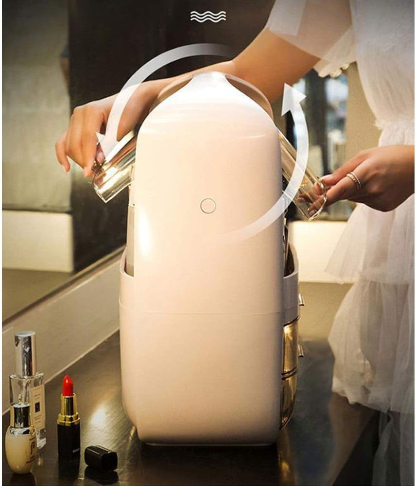 Multifunctional Makeup Organizer,Waterproof and Dustproof Cosmetic Organizer Box Portable Handle Fully Open Makeup Display Boxes for Bathroom, Dresser, Countertop