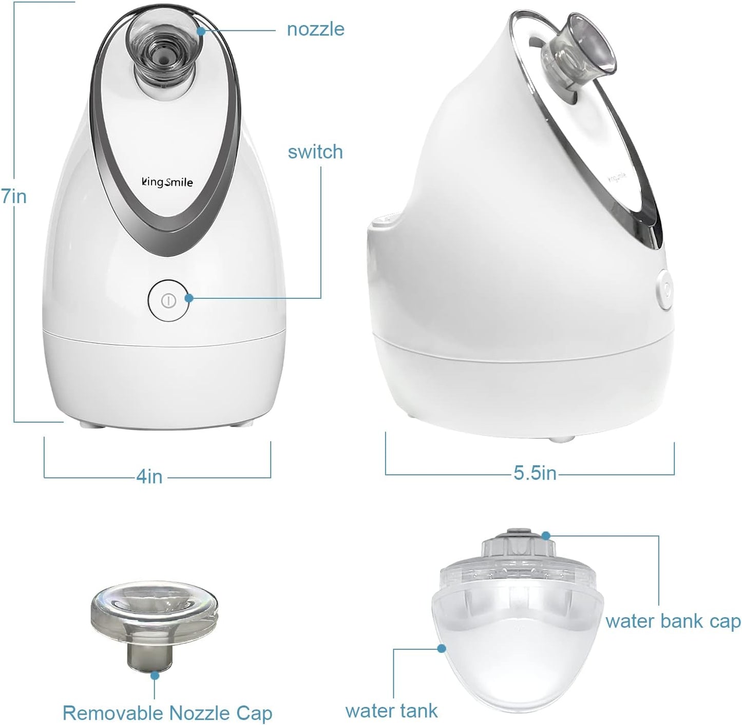 Facial Steamer, 3 in 1 Face Steamer for Facial,Compact Nanosteamer with Aromatherapy,Face Humidifier - Adjustable Nozzle, Warm Mist Steamer for Home SPA, Stainless Steel Skin Kit & Headband