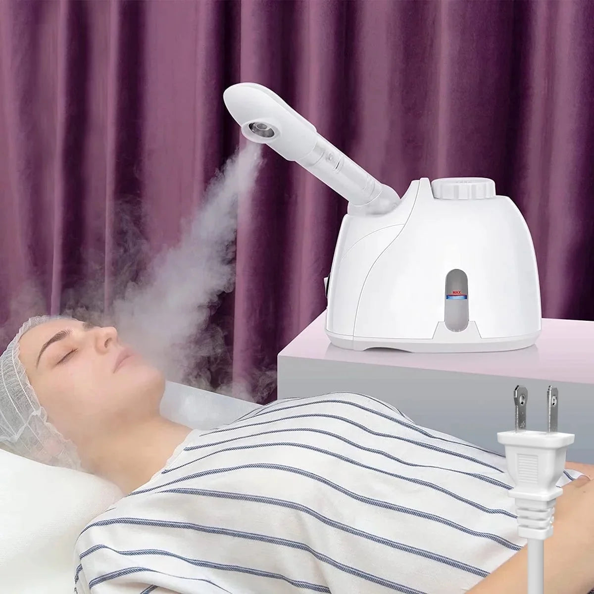 Portable Facial Steamer, Nano Ionic with 180°Rotatable Sprayer, Warm/Cold Mist Portable Facial Steamer for Salon and SPA