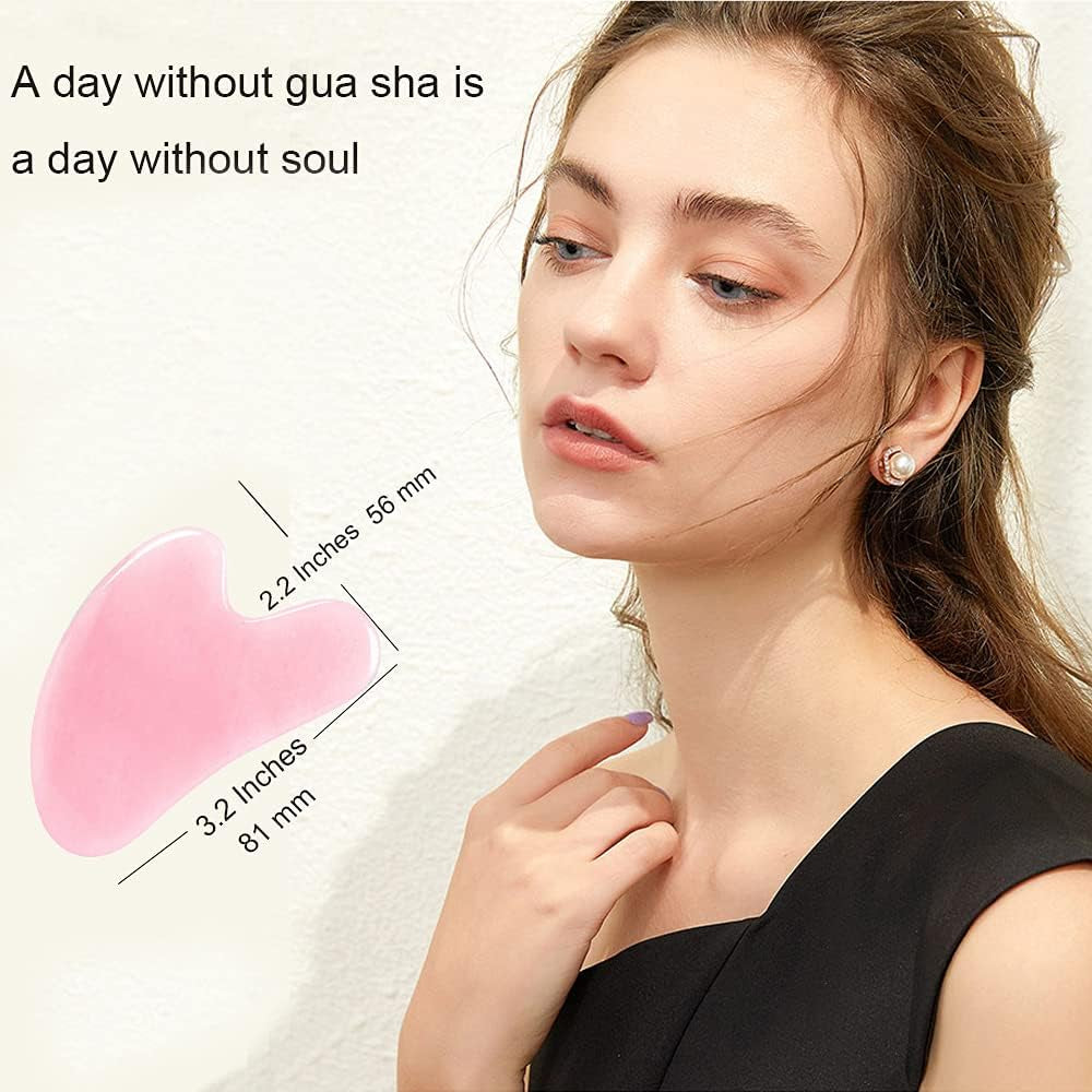 Gua Sha, Rose Jade Stone Guasha Massage Scraping, Gua Sha Board for Facial and Body Skin Massage. Gua Sha Tool for Toxins/Prevents Wrinkles for Spa Acupuncture Therapy Trigger Point Treatment
