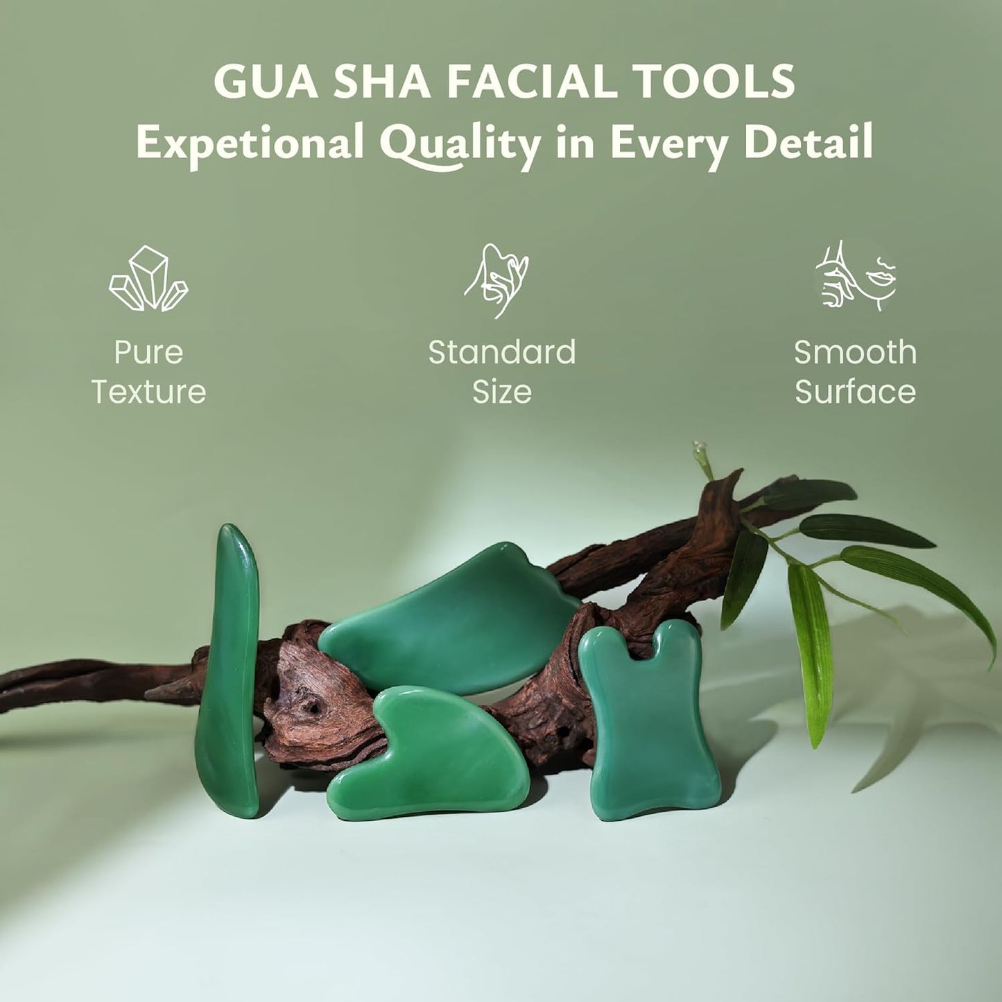 Guasha Massage Tool, 4 Pcs Gua Sha Facial Tool, Guasha Board for SPA Acupuncture Therapy Trigger Point Treatment, Gua Sha Scraping Massage Tool(Green)