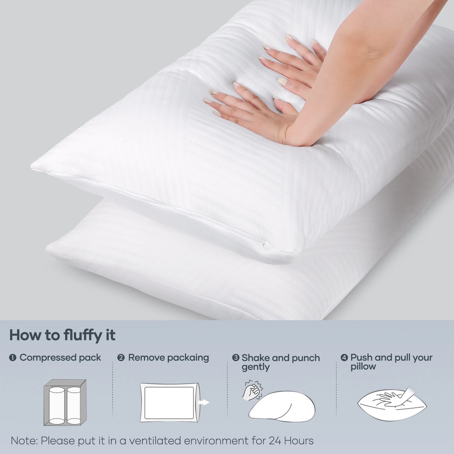 Shredded Memory Foam Pillow 2 Pack Pillow for Bed, Side, Back and Stomach Sleepers, Certipur-Us Certified 28"X20"