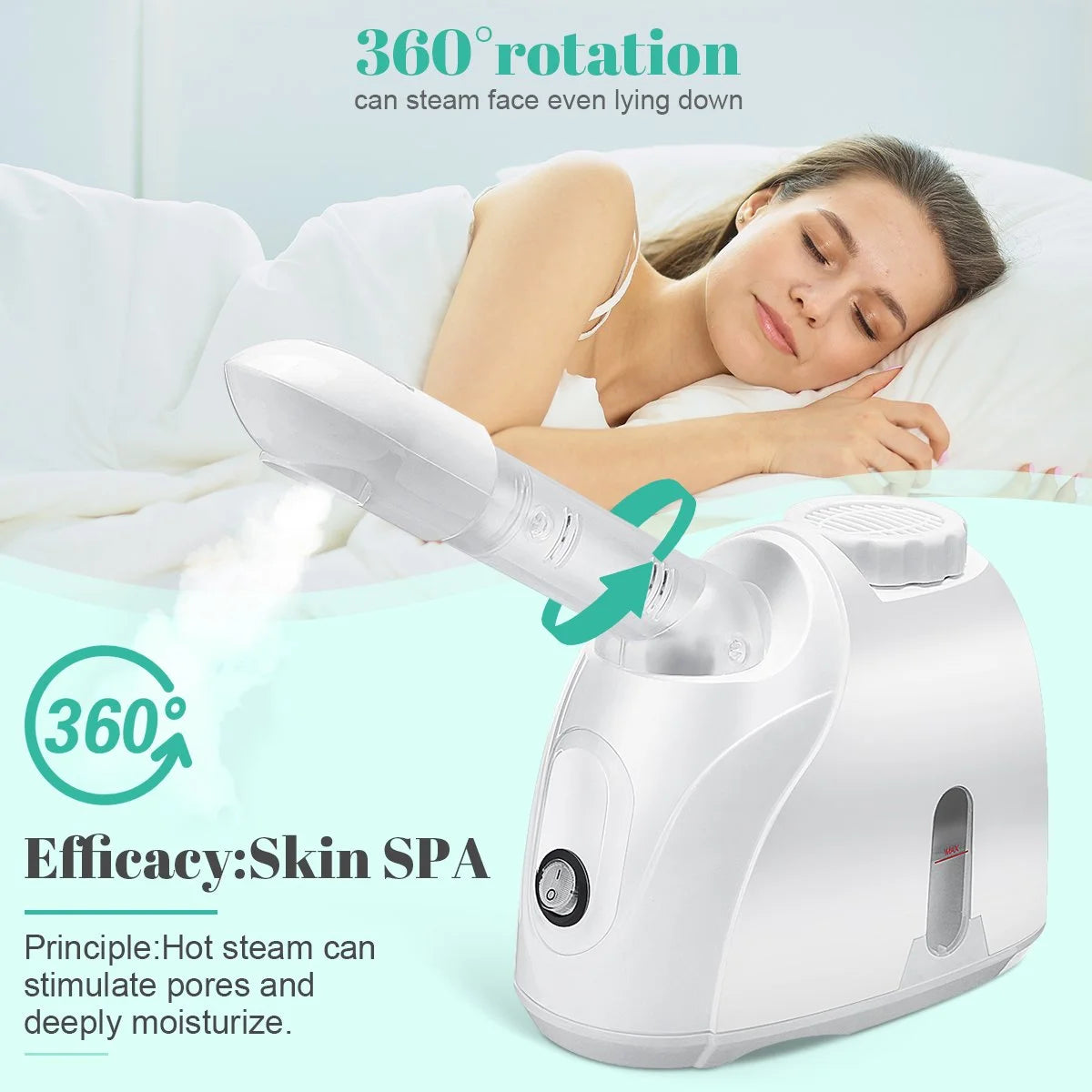 Portable Facial Steamer, Nano Ionic with 180°Rotatable Sprayer, Warm/Cold Mist Portable Facial Steamer for Salon and SPA