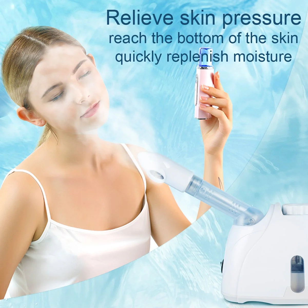 Portable Facial Steamer, Nano Ionic with 180°Rotatable Sprayer, Warm/Cold Mist Portable Facial Steamer for Salon and SPA