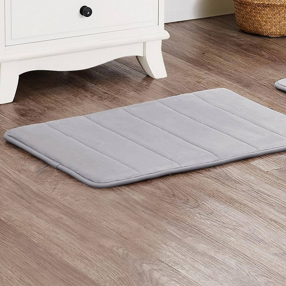 Memory Foam Grey 32 In. X 20 In. Polyester 2-Piece Bath Mat Set