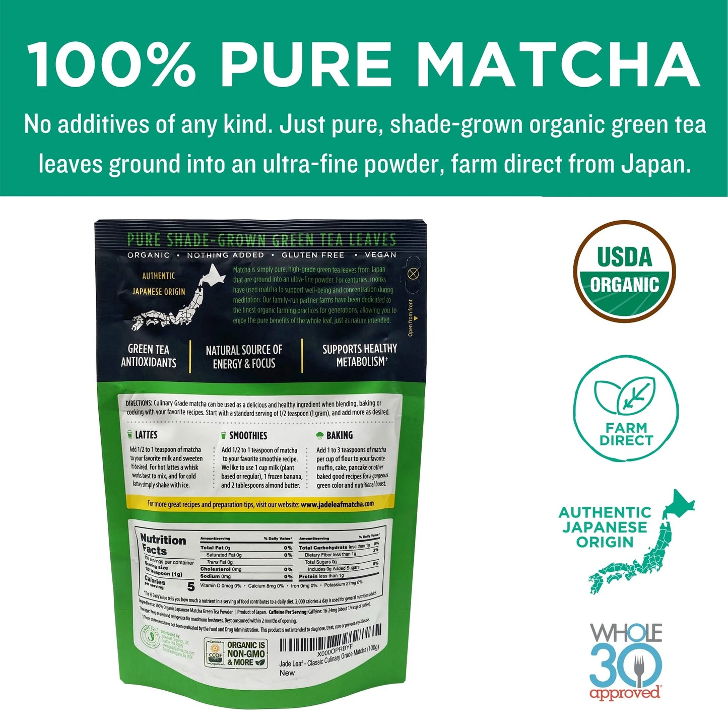 (3 Pack) Organic Japanese Matcha Classic Culinary Green Tea Powder for Smoothies, Lattes, and Baking, 3.53 Oz (50-100 Servings)
