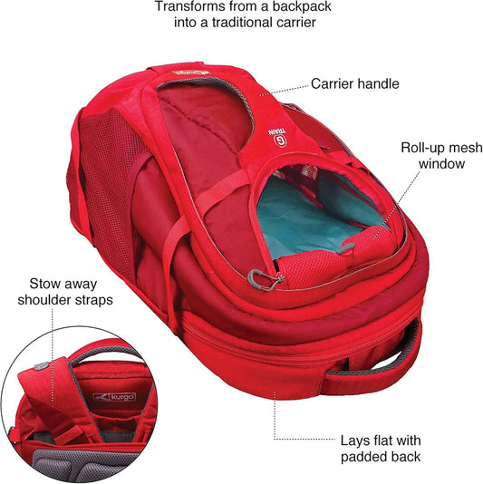 G-Train - Dog Carrier Backpack for Small Pets - Cat & Dog Backpack for Hiking, Camping or Travel - Waterproof Bottom - Red