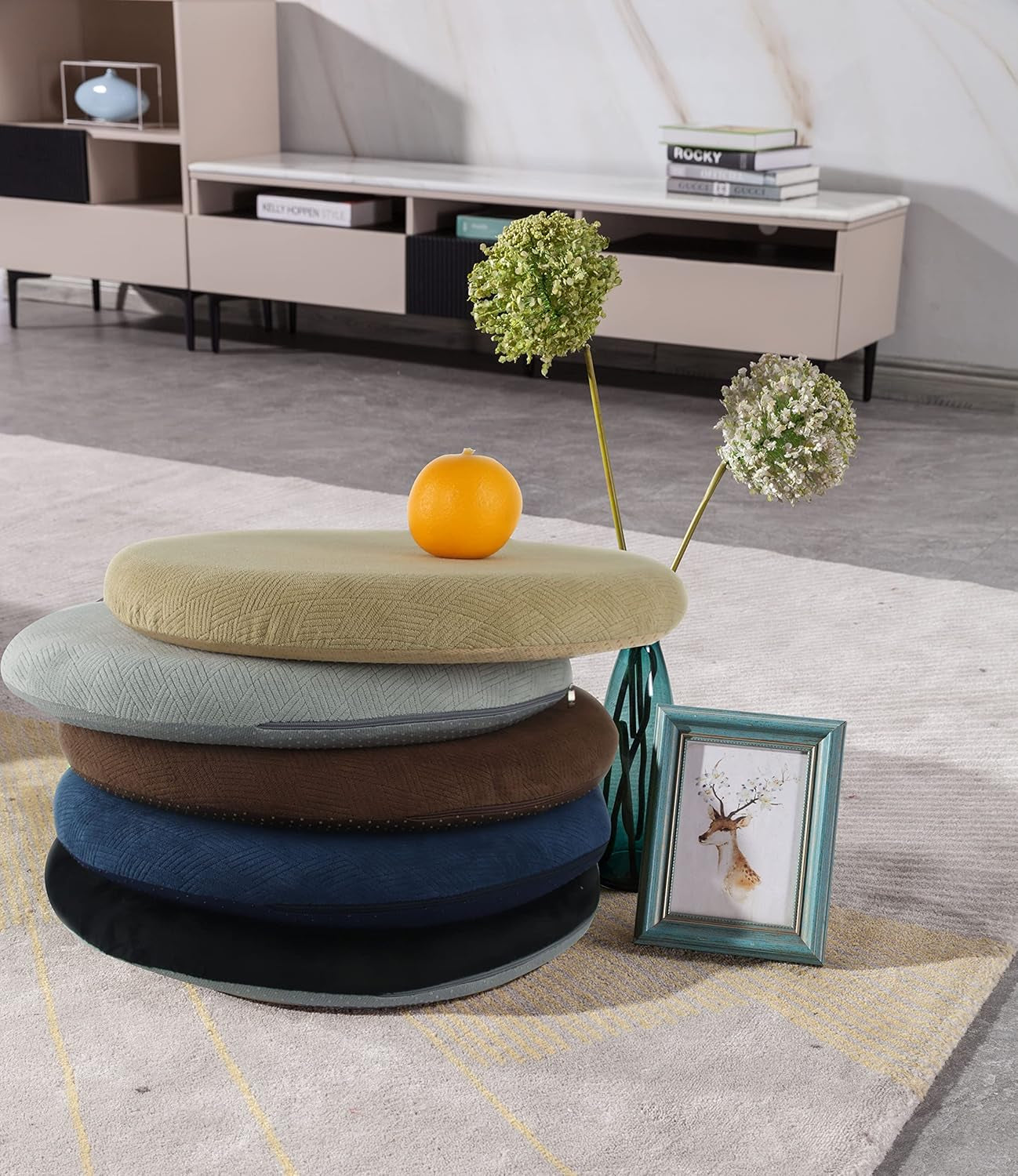 Memory Foam Seat Cushion Anti-Slip Soft round Stool Cushion Chair Pad 16 Inch Coffee