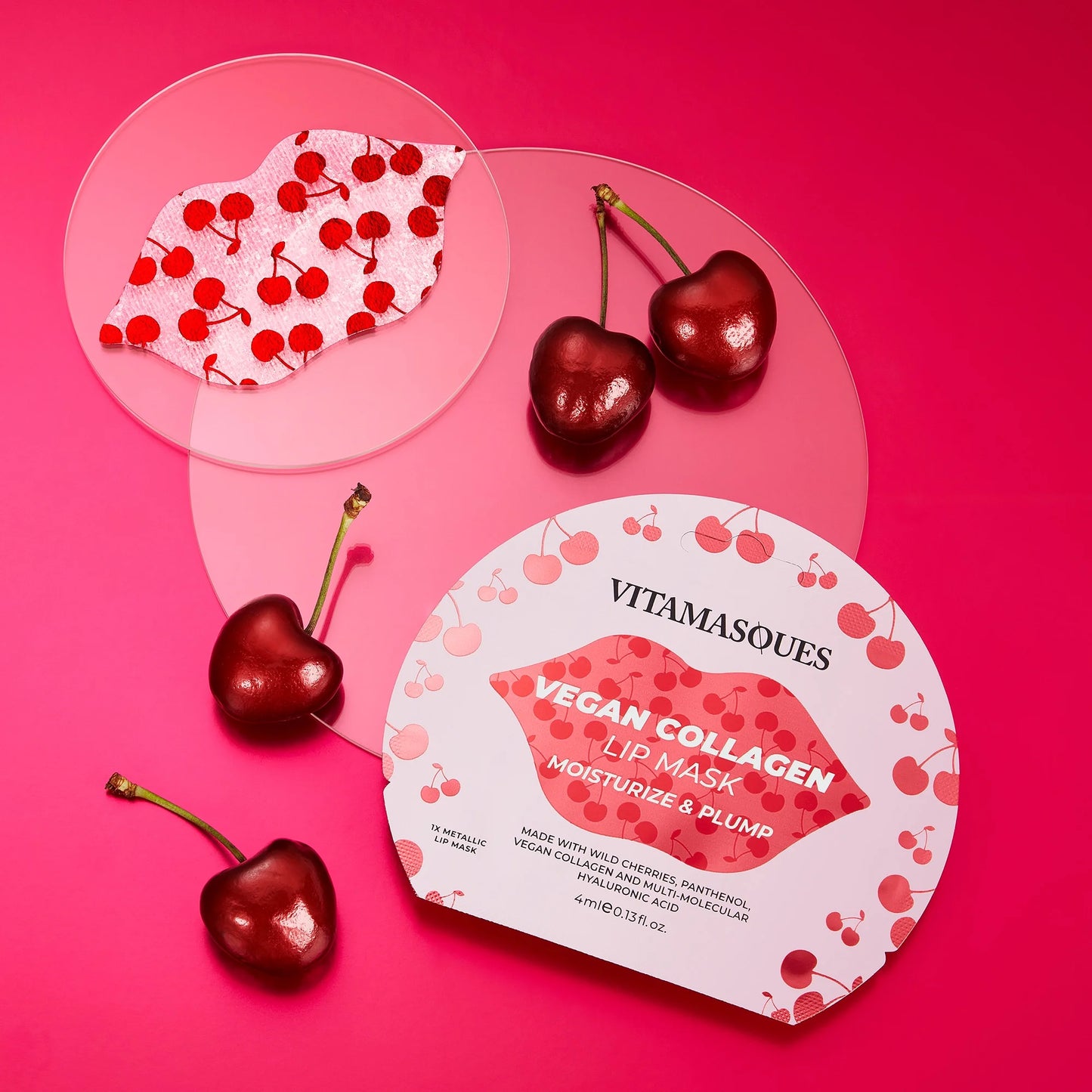 Cherry Vegan Collagen Lip Mask, Moisturise & Plump , One Patch
