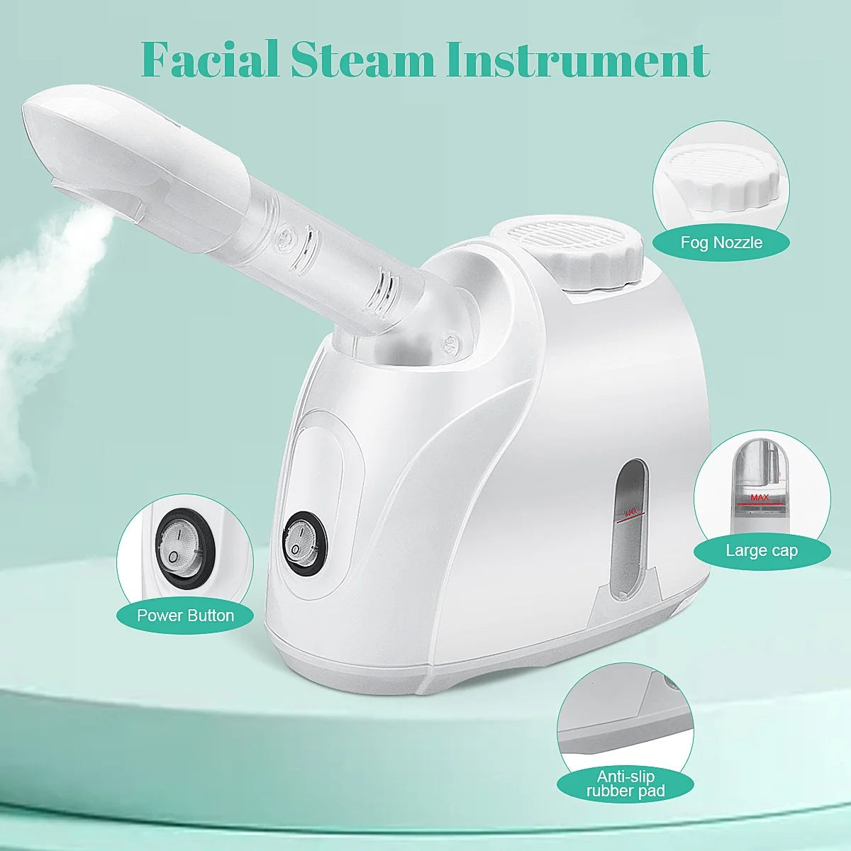 Portable Facial Steamer, Nano Ionic with 180°Rotatable Sprayer, Warm/Cold Mist Portable Facial Steamer for Salon and SPA