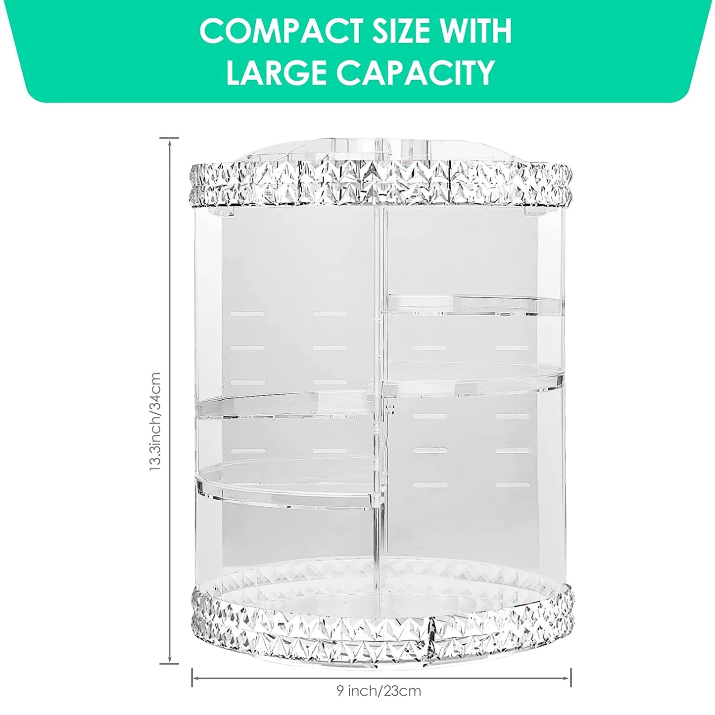 360 Rotating Makeup Organizer, Adjustable Storage Large Capacity Makeup Display Case Clear Acrylic Perfume Organizer Container for Cosmetic Brushes Lipsticks