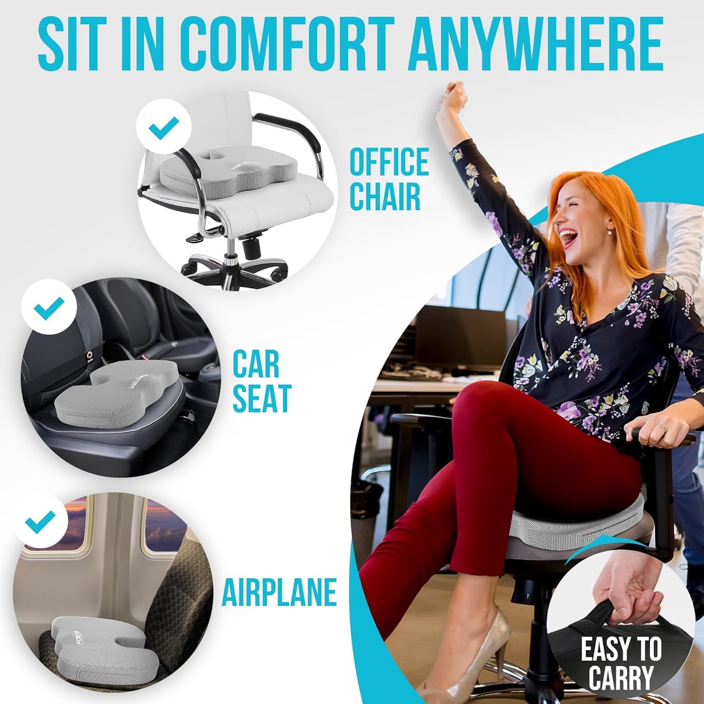 Office Chair Cushion and Back Support for Office Chair, Lumbar Support Pillow, Memory Foam, Non Slip Sitting and Back Rest for Gaming, Car Seat Cushion, Chair Pad