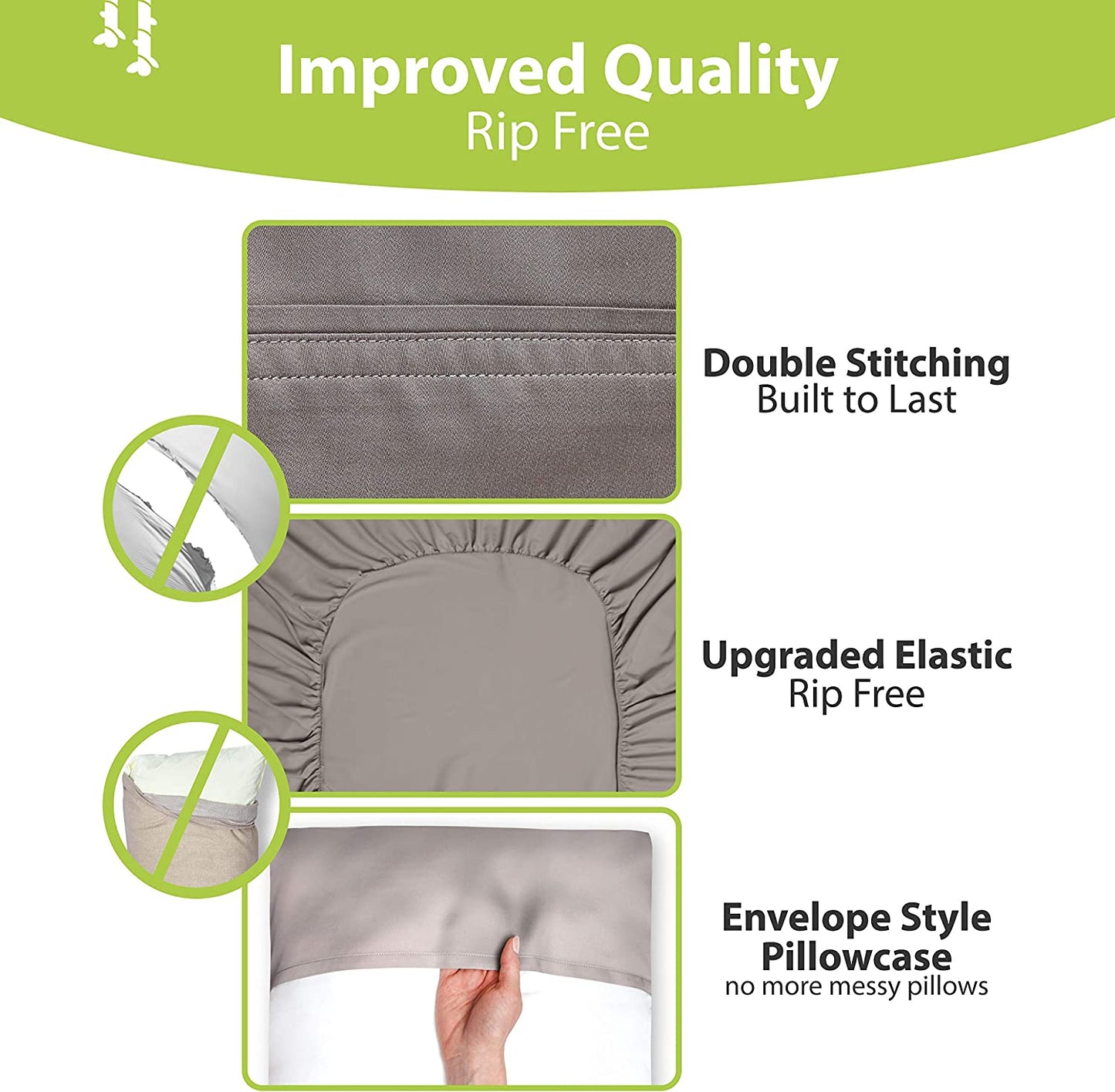 100% Viscose Derived from Bamboo Sheets Twin - 4PC Set - Super Soft Cooling Sheets - up to 16’’ Deep Pocket - Luxury Series - 1 Flat Sheet,1 Fitted Sheet,2 Pillowcases (Twin Stone Grey)