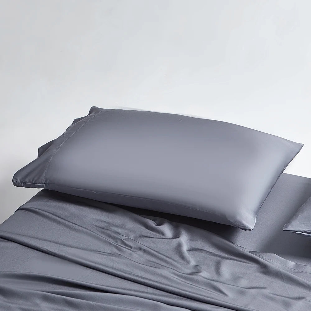 100% Organic Bamboo Sheets Queen Set 4 Pcs - Luxury Soft with 18 Inch Deep Pocket - Ultra Breathable Cooling Sheets for Hot Sleepers - Queen Bed Sheets(Bark Gray)