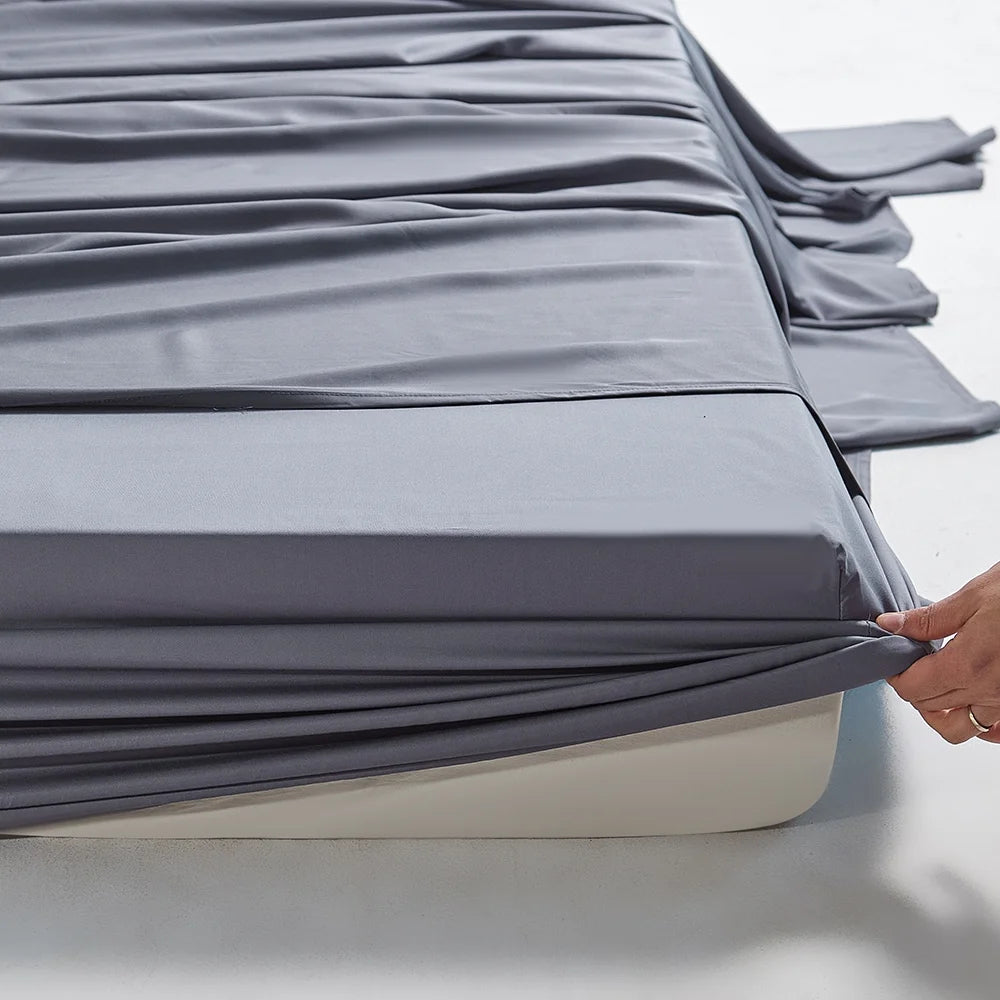100% Organic Bamboo Sheets Queen Set 4 Pcs - Luxury Soft with 18 Inch Deep Pocket - Ultra Breathable Cooling Sheets for Hot Sleepers - Queen Bed Sheets(Bark Gray)