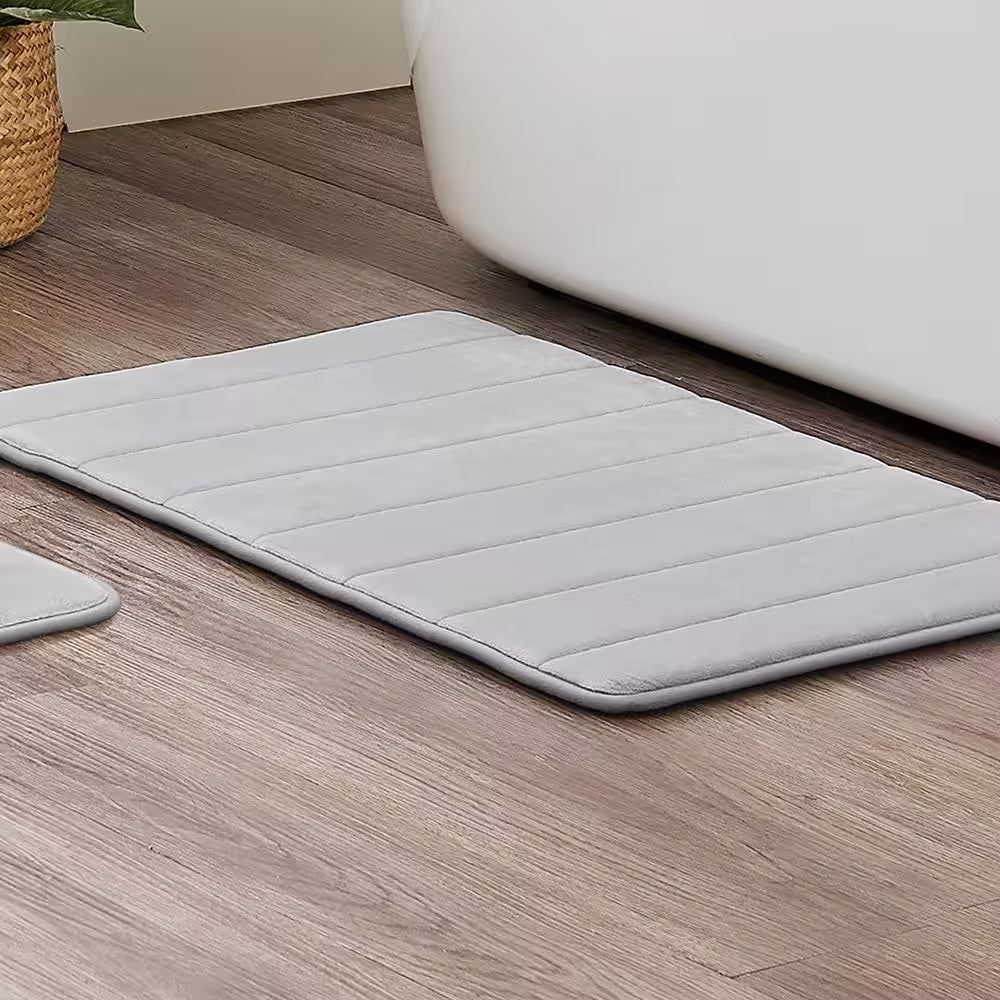 Memory Foam Grey 32 In. X 20 In. Polyester 2-Piece Bath Mat Set