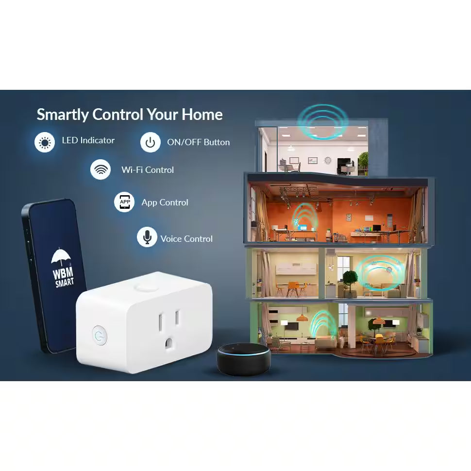 Wi-Fi Smart Socket Voice and App Control Smart Plug 4 Ct