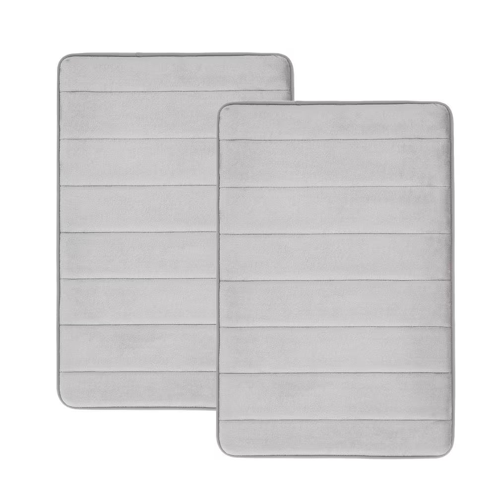 Memory Foam Grey 32 In. X 20 In. Polyester 2-Piece Bath Mat Set