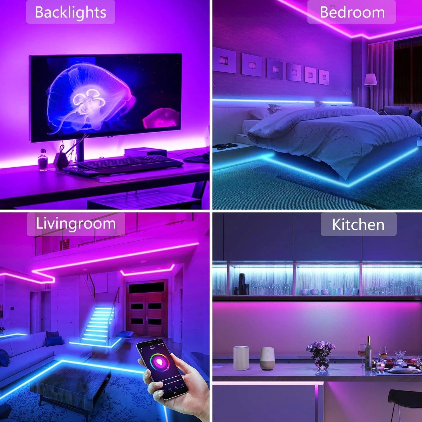 Indoor 16Ft Smart App Control Alexa & Google Assistant Compatible LED Strip Lights