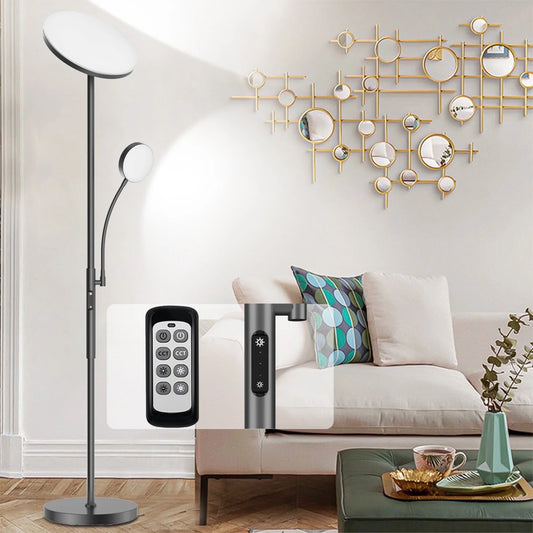 Floor Lamps for Living Room,Led Torchiere Floor Lamp with Reading Light,3 Colors Temperature Dimmable Standing Lamps with Remote Touch Control (Modern,Black) ﻿