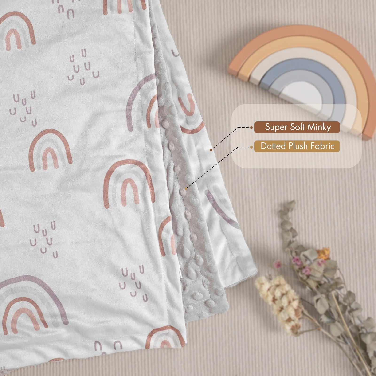 Blanket Premium Ultra Soft Minky with Double Layer Dotted Backing Receiving Blankets Unisex 30"X 40", Rainbow