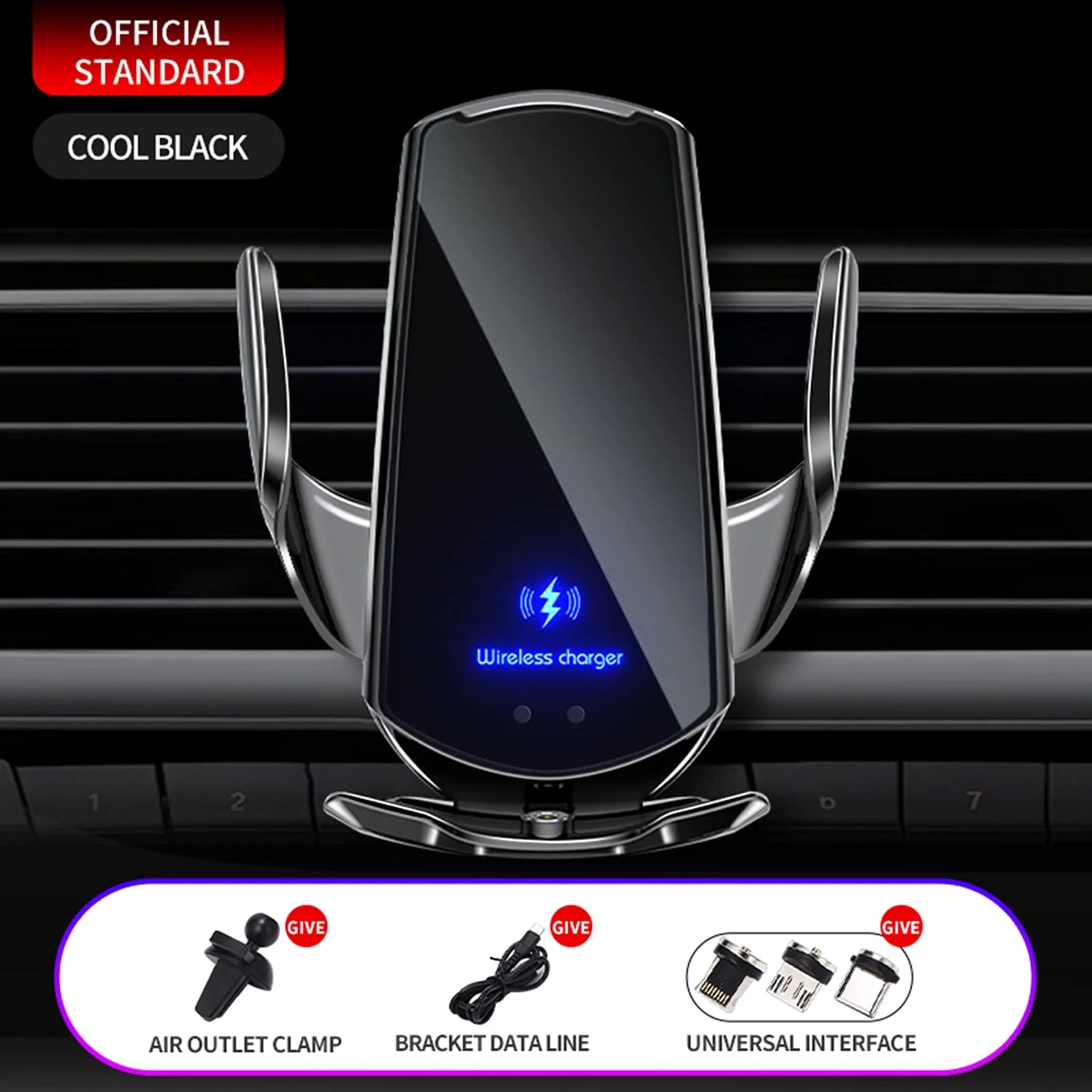 Car Mount Charger 15W Magnetic Wireless Car Charger, Fast Charging Air Vent Magnet Accessories Auto Clamping Phone Holder for Iphone 15/14/13/12, Samsung, Black