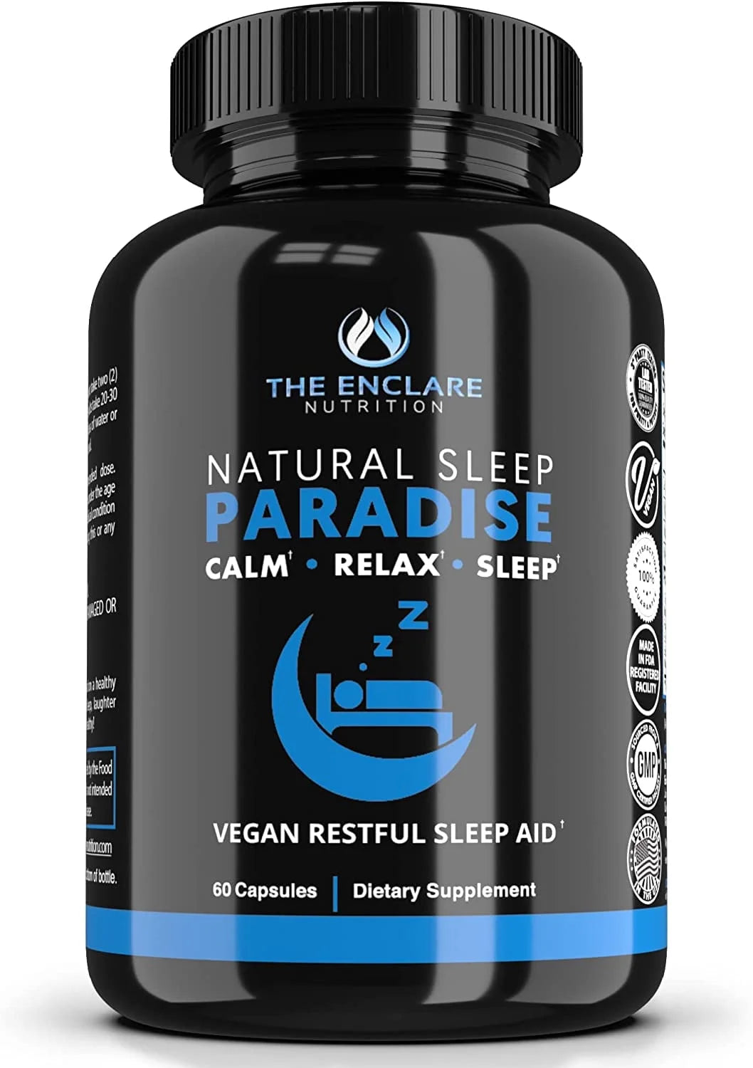 NATURAL SLEEP PARADISE - Sleep Aid for Adults with Melatonin 10Mg Dietary Supplement 1 Pack of 60 Capsules