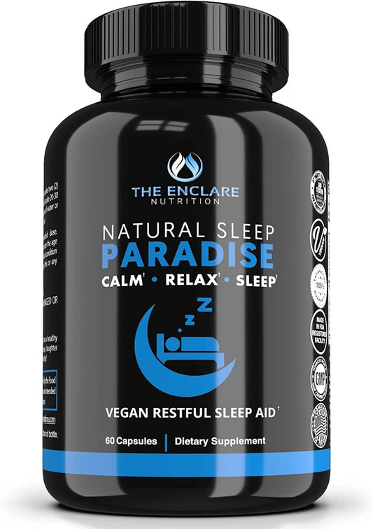 NATURAL SLEEP PARADISE - Sleep Aid for Adults with Melatonin 10Mg Dietary Supplement 1 Pack of 60 Capsules