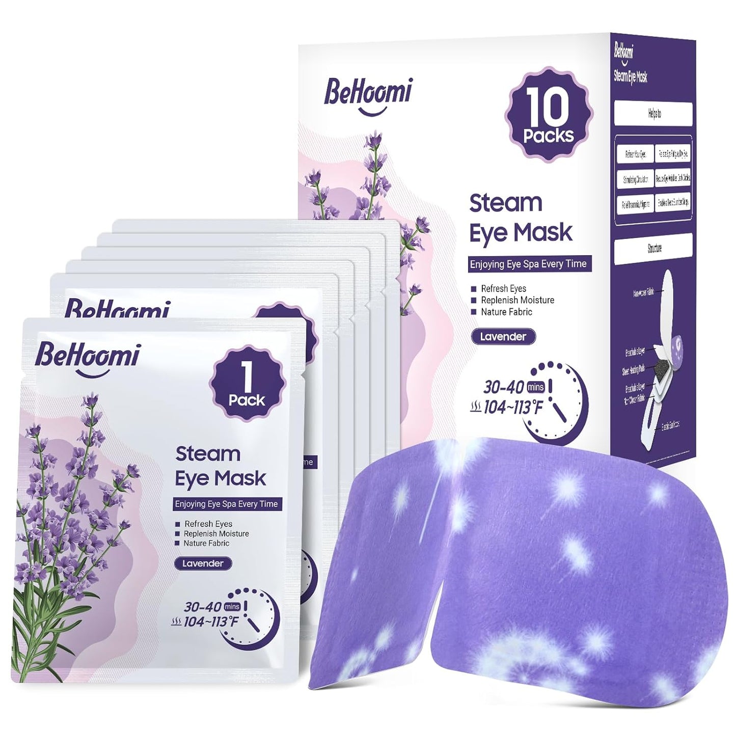 Steam Eye Mask, 20 Packs Heated Eye Mask, Self Heating Disposable SPA Warm Compress for Eyes (Lavender & Orange)