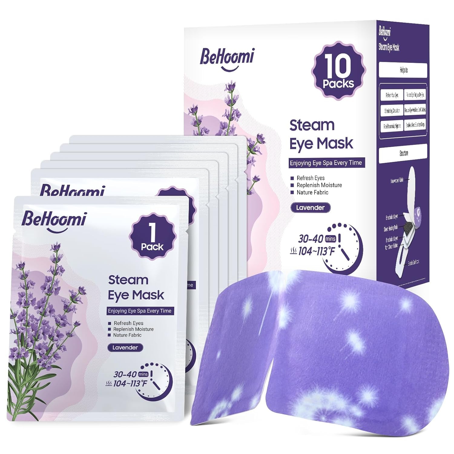 Steam Eye Mask, 20 Packs Heated Eye Mask, Self Heating Disposable SPA Warm Compress for Eyes (Lavender & Orange)