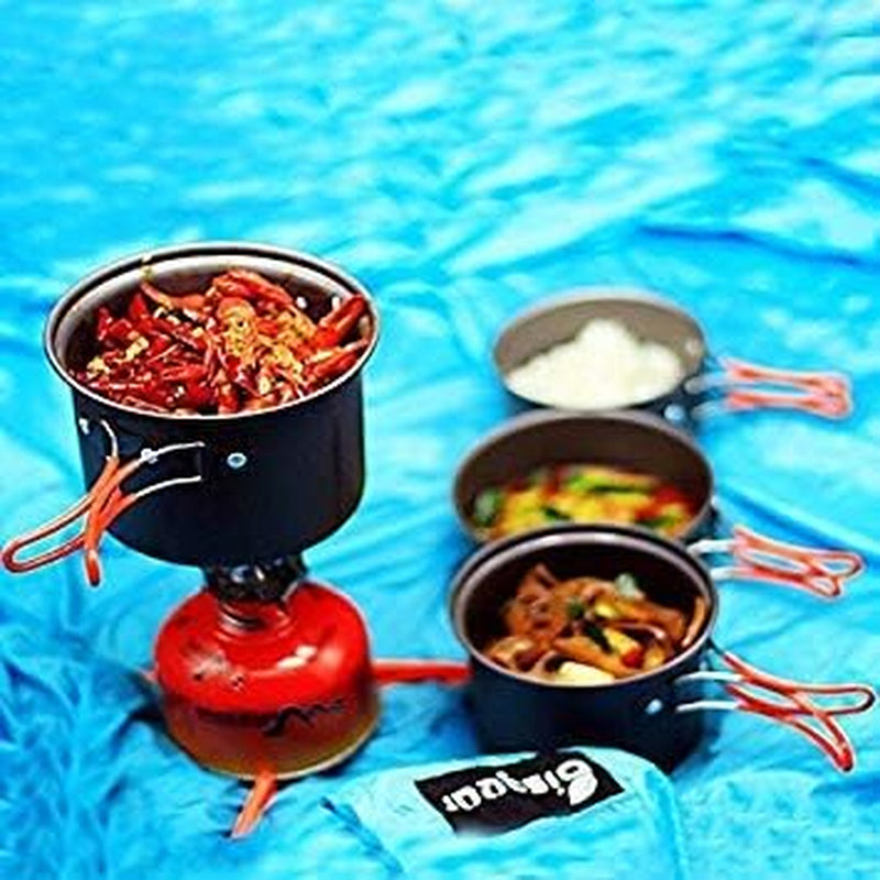20Pcs Camping Cookware Backpacking Stove Mess Kit, Camping Pots and Pans Set with 2 Cups, Fork Spoon Utensil, Camping Cooking Set