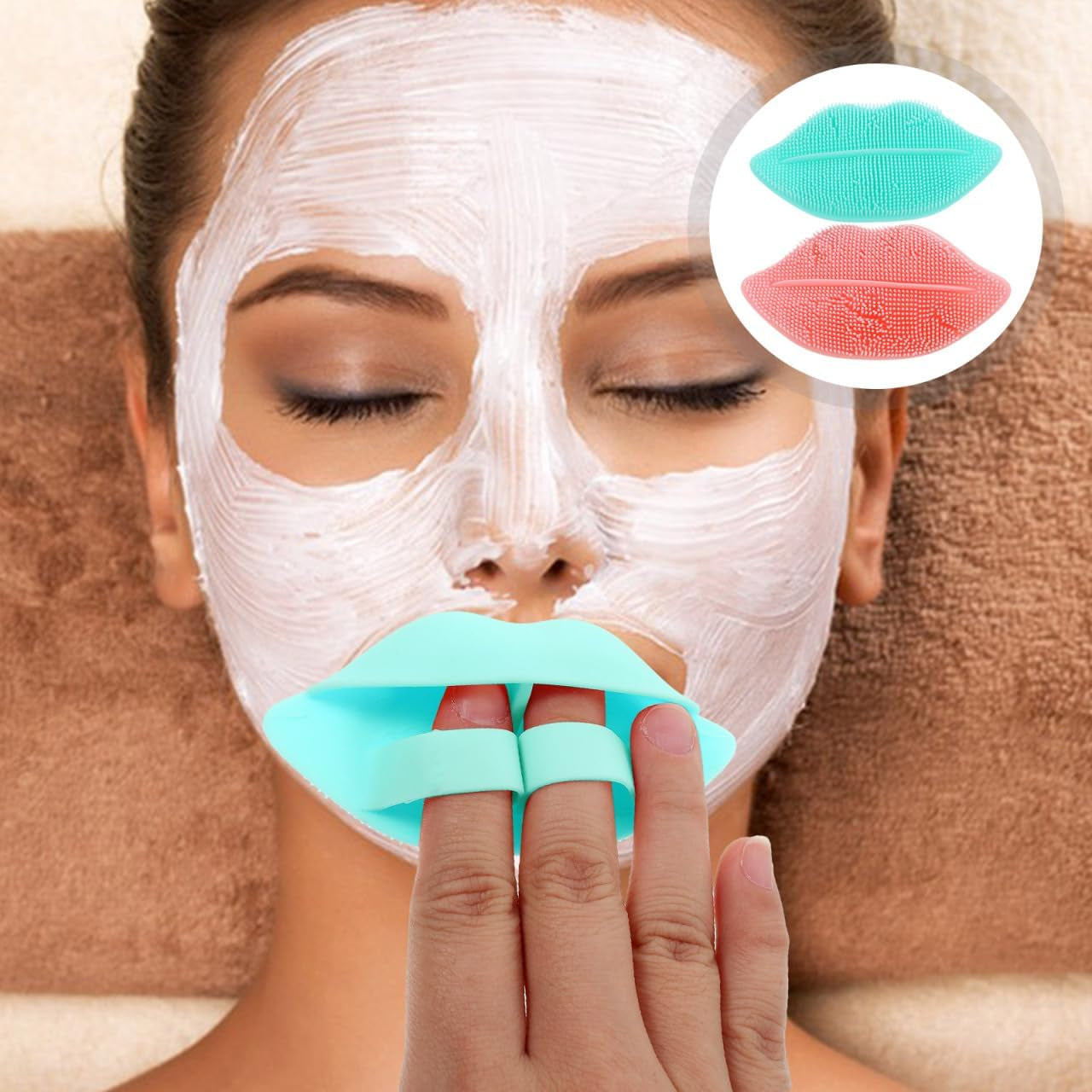 3Pcs Silicone Lip Scrub Brush Set Gentle Facial Cleansing Tool for Unclogging Pores and Exfoliating Dead Skin