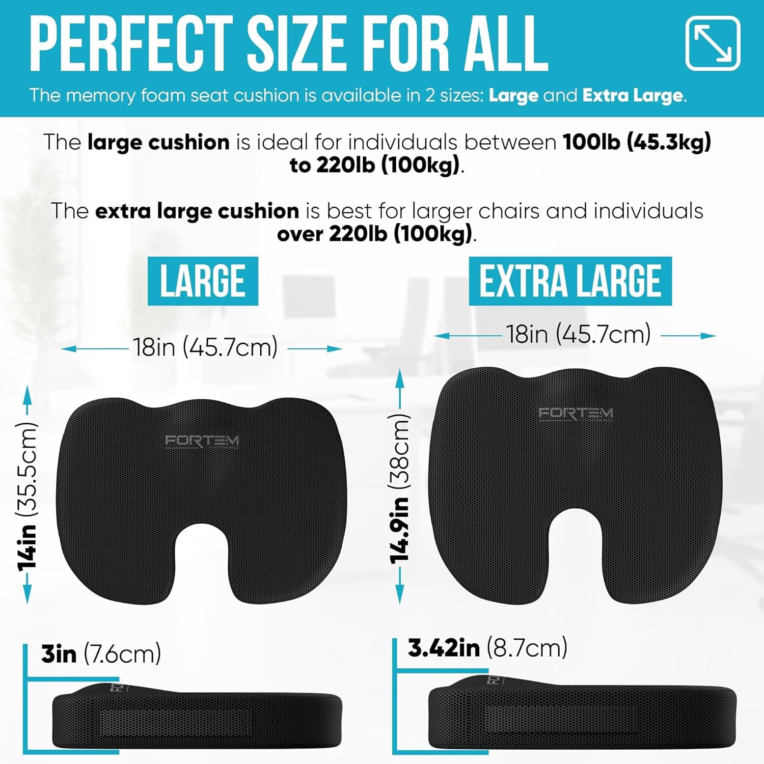 Office Chair Cushion and Back Support for Office Chair, Lumbar Support Pillow, Memory Foam, Non Slip Sitting and Back Rest for Gaming, Car Seat Cushion, Chair Pad