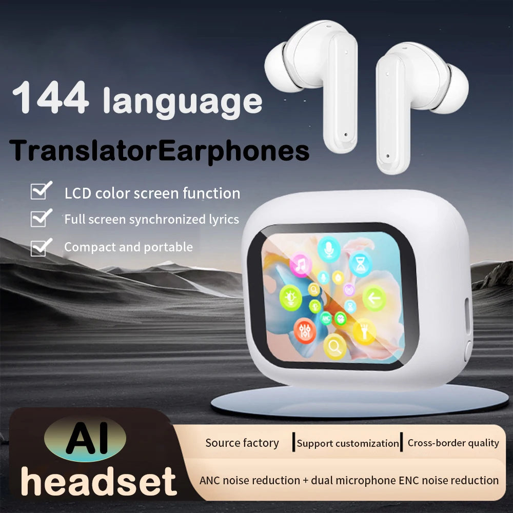 AI Translation Earphones, Capable of Translating 144 Languages Online, Bluetooth 5.3 High-Definition Sound Quality