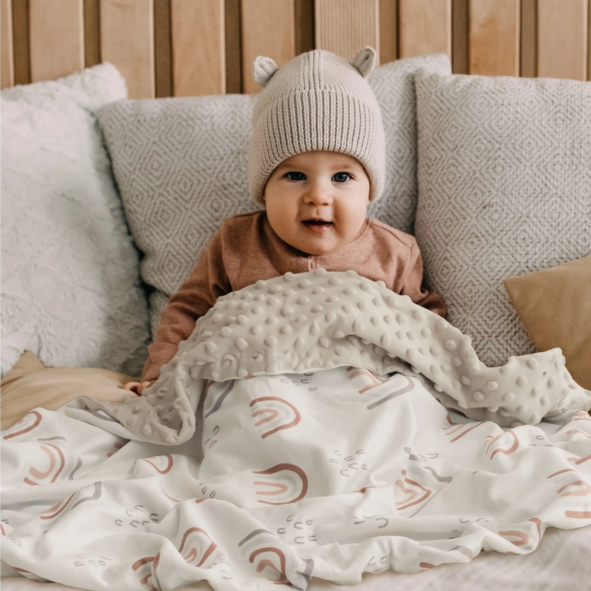 Blanket Premium Ultra Soft Minky with Double Layer Dotted Backing Receiving Blankets Unisex 30"X 40", Rainbow
