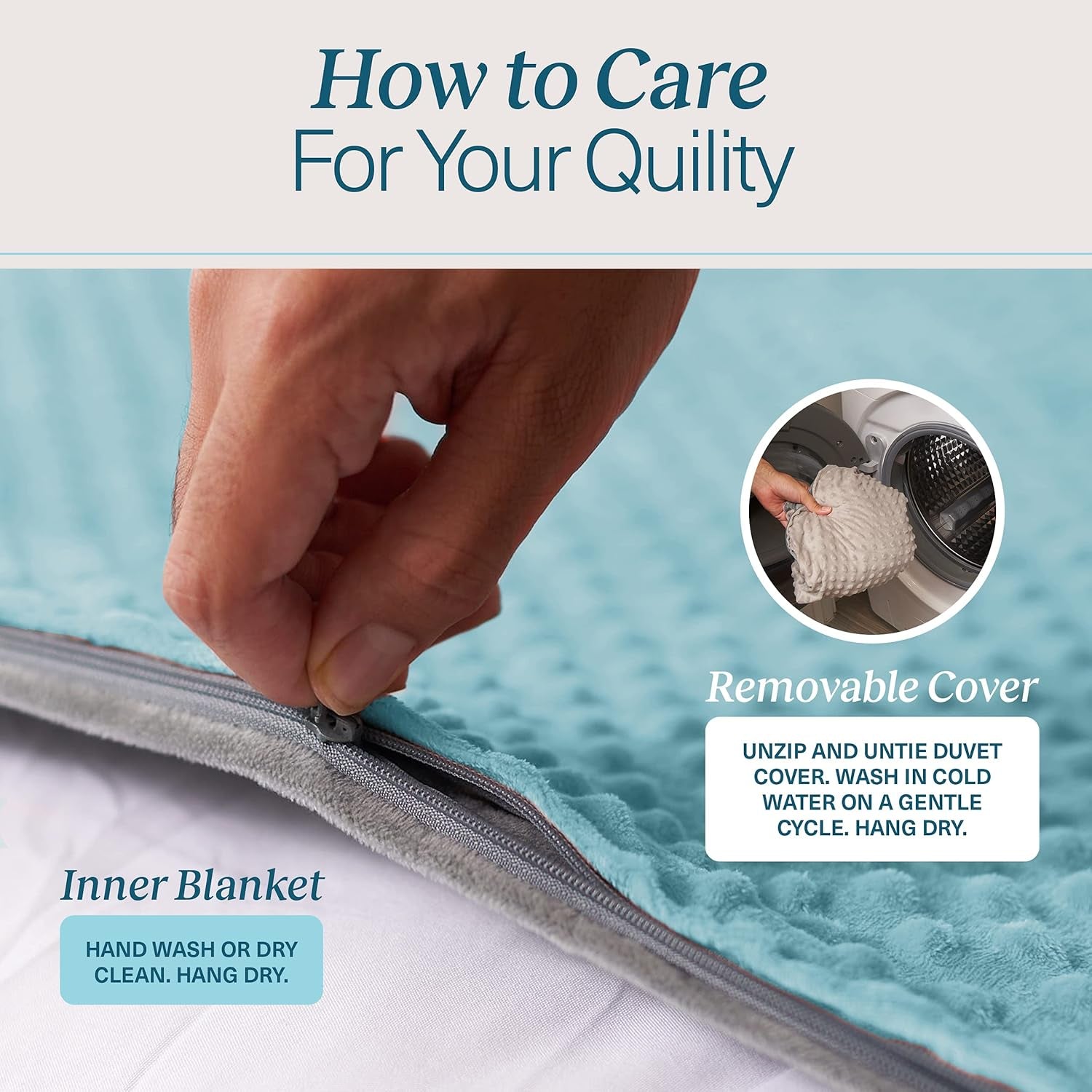 Weighted Blanket for Adults - 15 LB Queen Size Heavy Blanket for Cooling & Heating - 100% Cotton Big Blanket W/Glass Beads, Machine Washable Blankets - 60"X80", Aqua